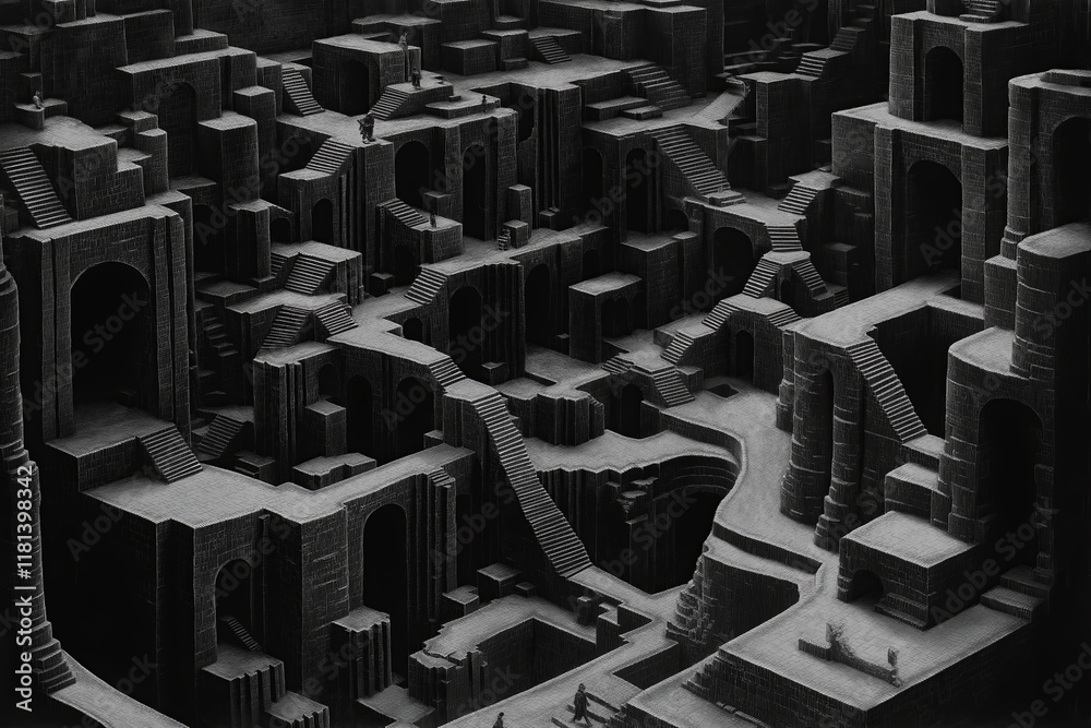 Aufkleber a fractal maze that continuously shifts and folds in mesmerizing shapes