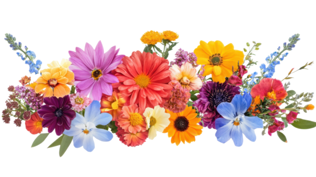 Colorful floral arrangement or bouquet transparent background - Powered by Adobe