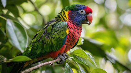 Rainbow Lorikeet in Lush Greenery: A Vivid Portrait of Australian Wildlife