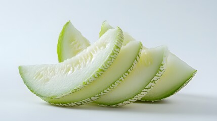 Sliced Mustard greens Sliced Winter melon isolated on a white background