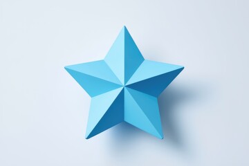Obraz premium A blue paper star on a light blue background.