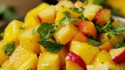 Refreshing Mango and Peach Salad with Mint