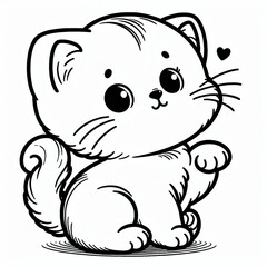 Fototapeta premium Black white lineart coloring book, cute animal character. easy coloring page for kids and adults. 