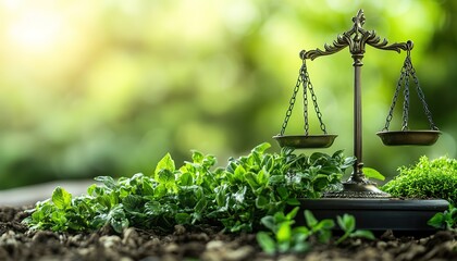 environment Law.Gavel with scales of justice on environmental. law for principles of sustainable environmental conservation. law implement clean and sustainable energy net zero regulation, hd image