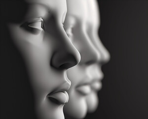 Abstract Faces in Profile, Minimalist Sculpture Illustration for Art and Design Concepts