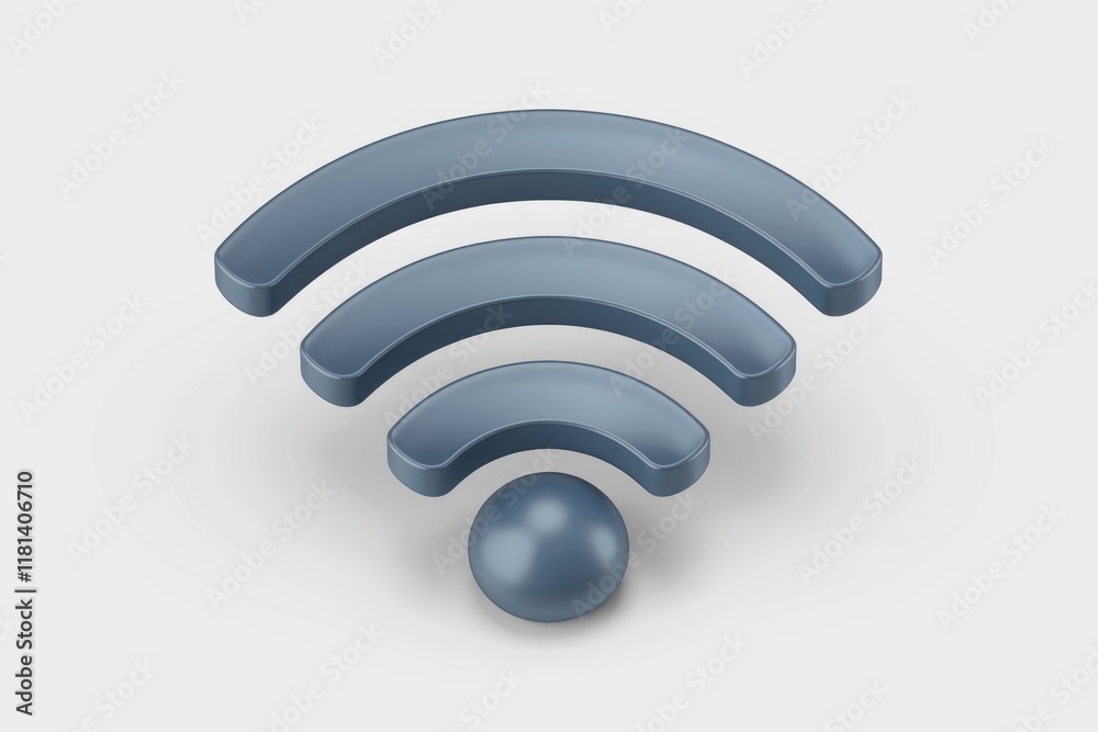 Poster A 3D rendering of a blue wifi signal icon.
