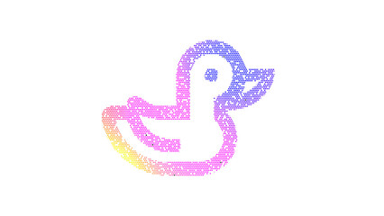 Fototapeta premium Icon duck is made up of LED square shapes. There are bright diodes and there are black dead diodes