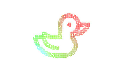 Icon duck is made up of LED square shapes. There are bright diodes and there are black dead diodes