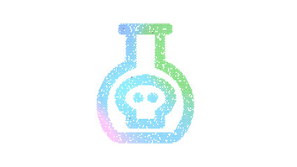 Icon flask poison is made up of LED square shapes. There are bright diodes and there are black dead diodes