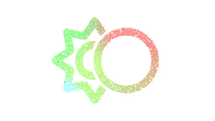 Icon eclipse is made up of LED square shapes. There are bright diodes and there are black dead diodes