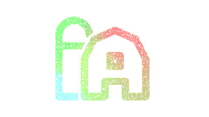 Icon farm is made up of LED square shapes. There are bright diodes and there are black dead diodes