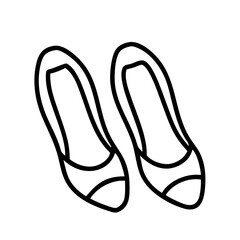ballet flats icon, footwear line art, footwear vector - simple black line art icon of ballet flats perfect for logos, and footwear-themed designs.