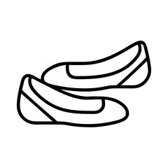ballet flats icon, footwear line art, footwear vector - simple black line art icon of ballet flats perfect for logos, and footwear-themed designs.