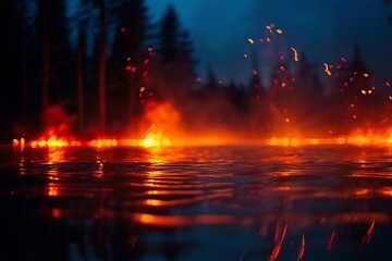 Obraz premium glowing embers faint red orange strokes glow like embers fading