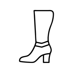knee high boots icon, footwear line art, footwear vector - simple black line art icon of knee high boots perfect for logos, and footwear-themed designs.