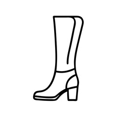 knee high boots icon, footwear line art, footwear vector - simple black line art icon of knee high boots perfect for logos, and footwear-themed designs.