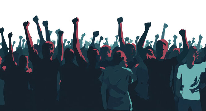 PNG Silhouette cheering crowd illustration celebrating.