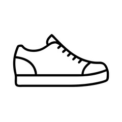 sneakers icon, footwear line art, footwear vector - simple black line art icon of sneakers perfect for logos, and footwear-themed designs.
