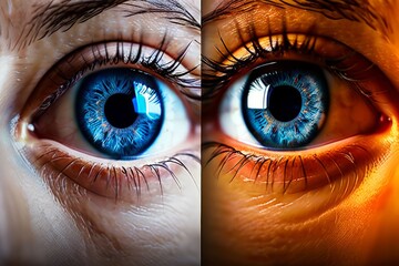 humans have two eyes positioned to provide overlapping fields of