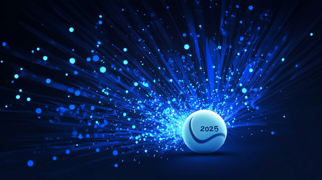 tennis ball on a blue celebration