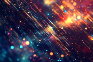 Obraz premium Abstract technology background featuring motion blur effects, dynamic glowing lines, and digital patterns, symbolizing speed, innovation, and futuristic connectivity