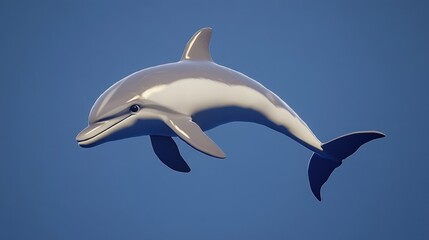Obraz premium A playful dolphin leaping, set against a bright blue gradient background