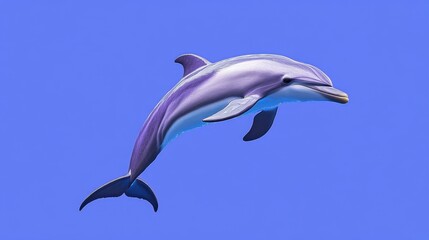 Fototapeta premium A playful dolphin leaping, set against a bright blue gradient background