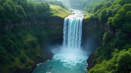 Fototapeta premium Bird's eye view of the waterfall