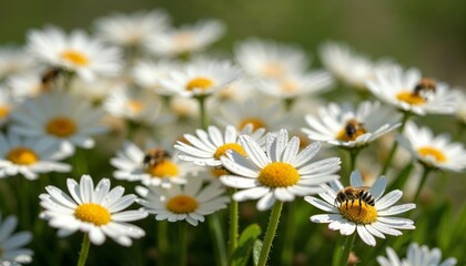 Fototapeta premium Honeybees on Daisies