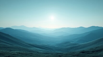 Fototapeta premium Majestic mountains bathed in soft blue hues during sunrise light