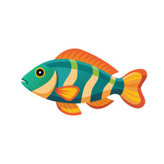 Dottyback under water animal isolated flat vector illustration on white background