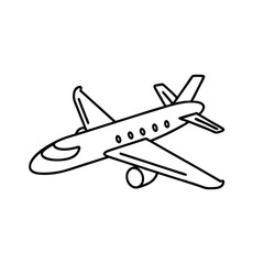 Passenger Jet Air transport Line art flat vector illustration on white background