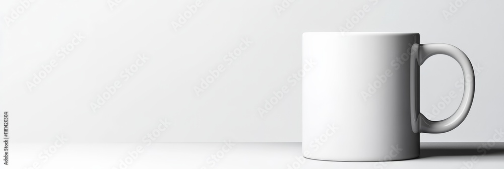 Poster white mug standing on white surface with white background creates a clean and minimalist aesthetic p