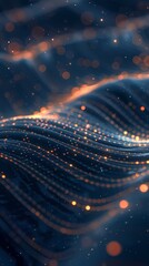 Digital technology blue and orange flowing lines stars poster background