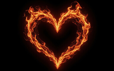 Orange flames create a heart form