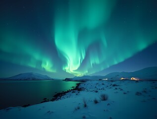 Fototapeta premium Northern Lights, Polar Night in Iceland