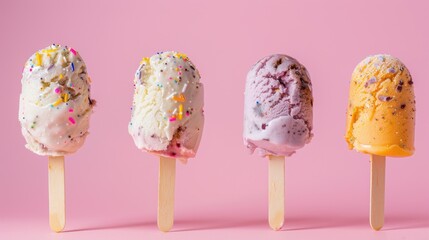 Minimalist Summer Delight: Ice Cream Set Against a Pastel Pink Backdrop