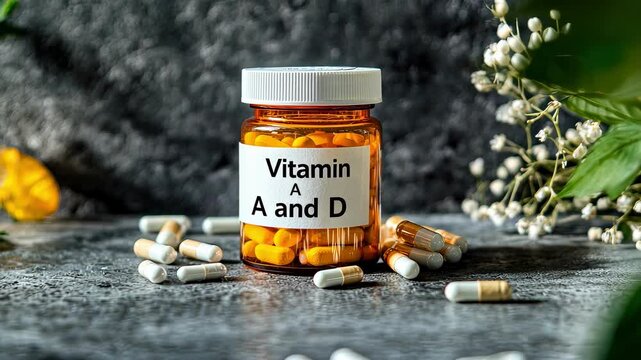 jar and vitamin A and D. Selective focus