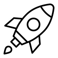 Rocket Vector Line Icon Design