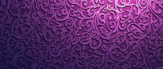 Seamless purple decorative pattern of swirled shapes