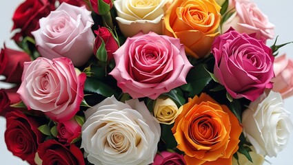 Obraz premium Vibrant Assortment of Rose Varieties in Circular Bouquet 