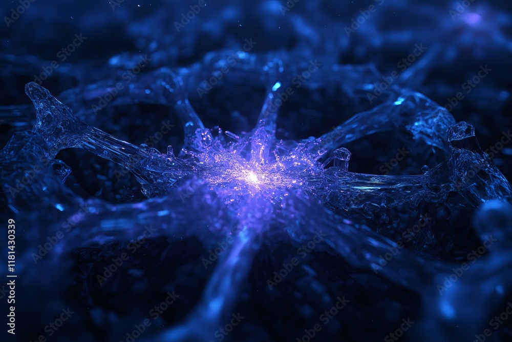 Poster A fractal snowflake with intricate crystalline patterns reflecting icy light