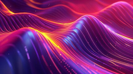 Vibrant Abstract Illustration of Colorful Waves with Dynamic Lines and Gradients