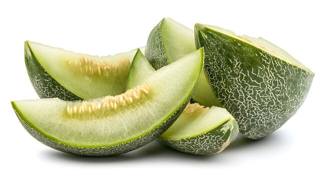 Sliced Pointed Gourd Sliced Winter melon isolated on a white background