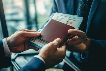 Transfer of travel documents. document verification. Passport and badges.