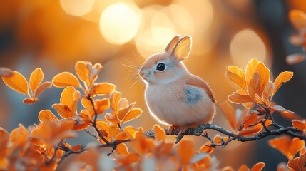 Adorable Fluffy Bunny in Autumnal Glow