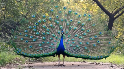 Obraz premium Peacock in Full Display: A Majestic Bird of Paradise