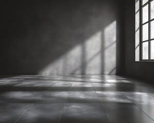 Dark room with sunlight through window.