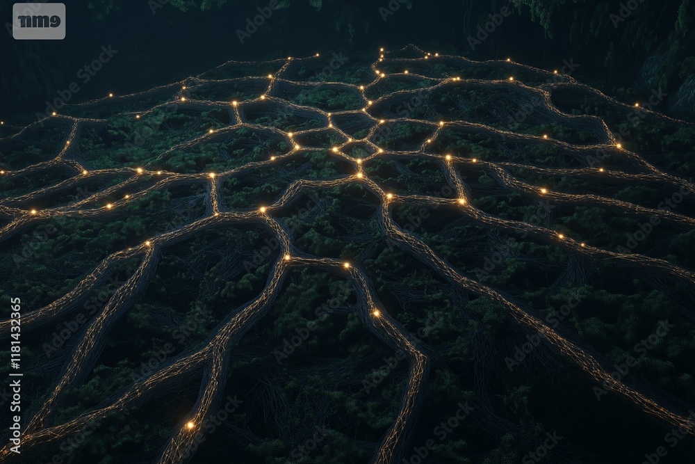 Poster A fractal tree of life with glowing branches connecting to infinite dimensions.