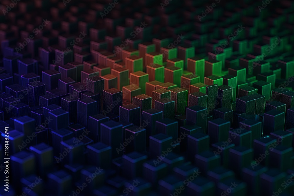 Poster A fractal vortex made of cubes, each reflecting a different color of the rainbow